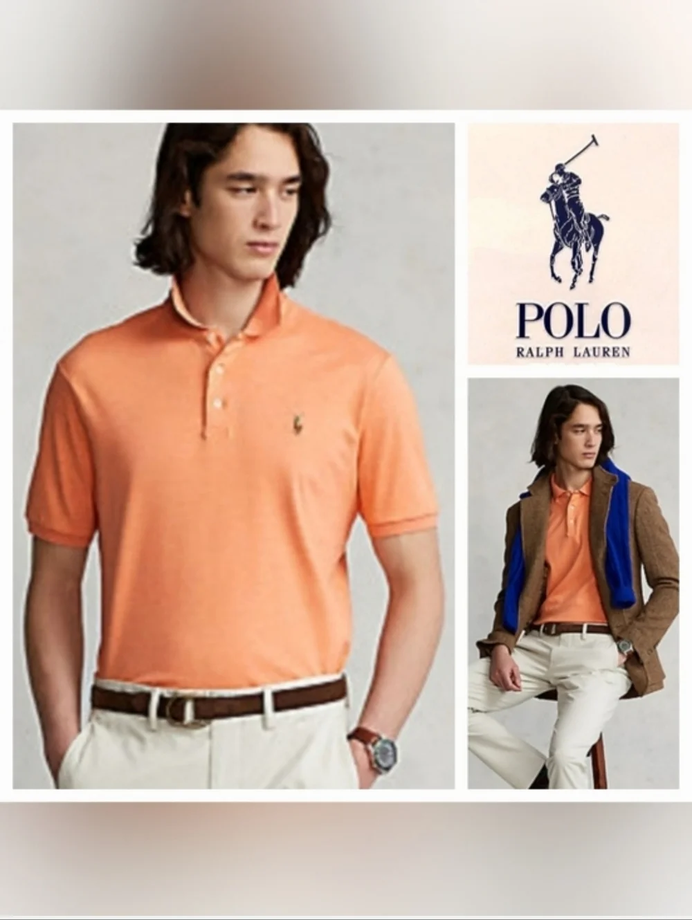 Polo Ralph Lauren Cotton Polo Shirt Classic Fit Fair Orange Sz Small NWT